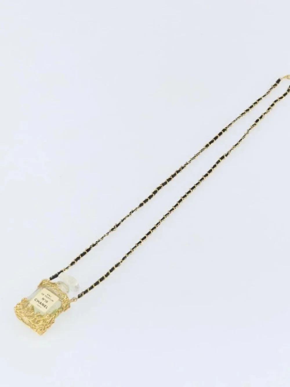 CHANEL Perfume Necklace metal Gold CC Auth mr1750